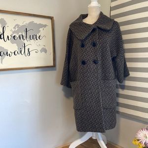 Mac & Jac Black and Gray Partial Wool Double Breasted 3/4 Sleeve Coat Size M